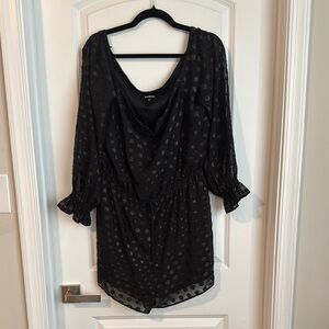 Express Black Sheer Polka Dot short /top combine